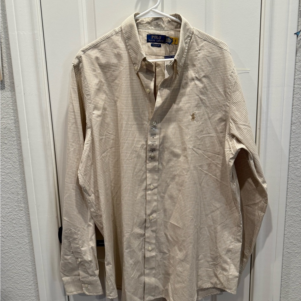 Ralph Lauren Men's Tan Checkered Shirt